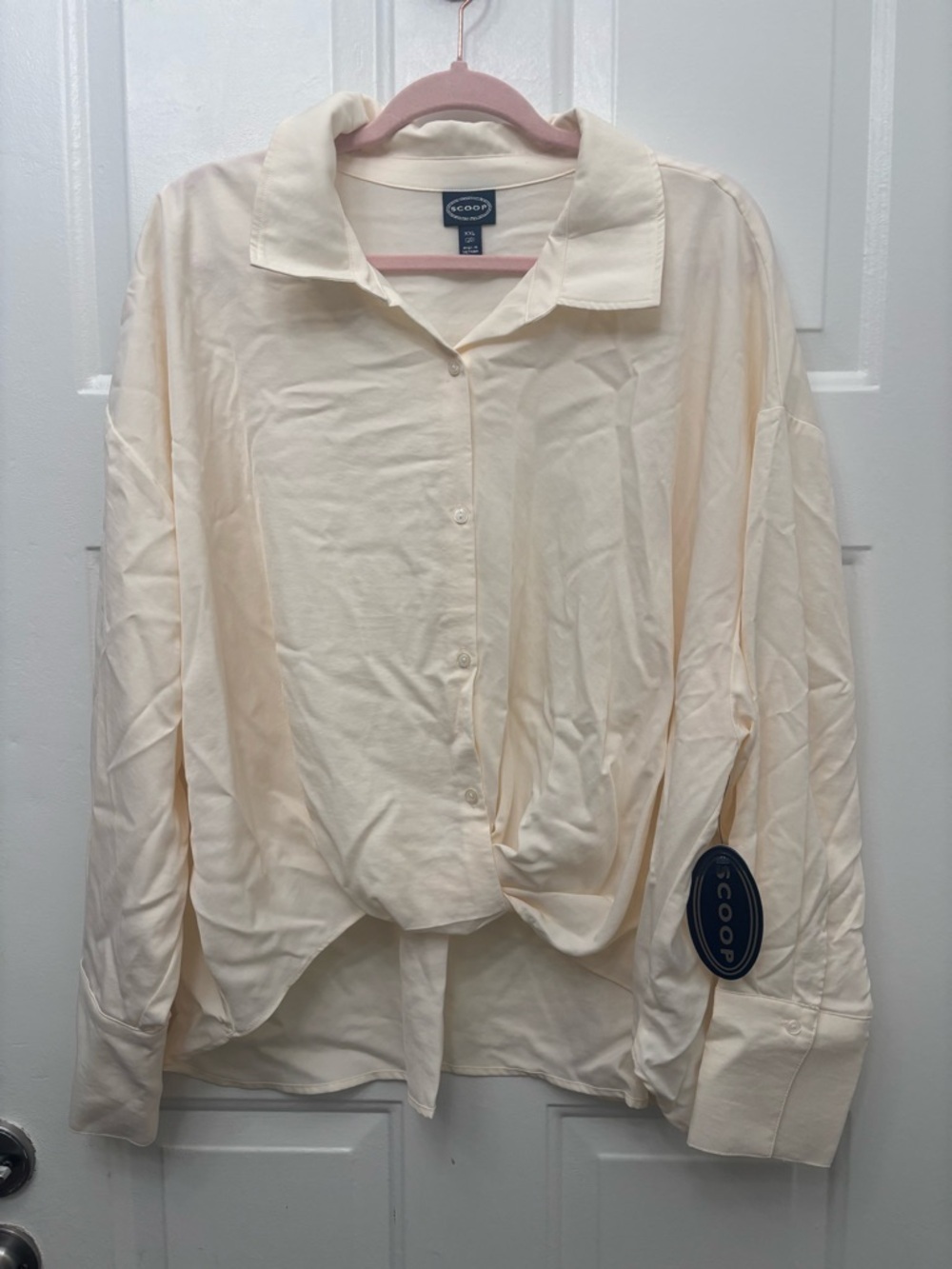 Scoop Cream Relaxed Button-Front Blouse